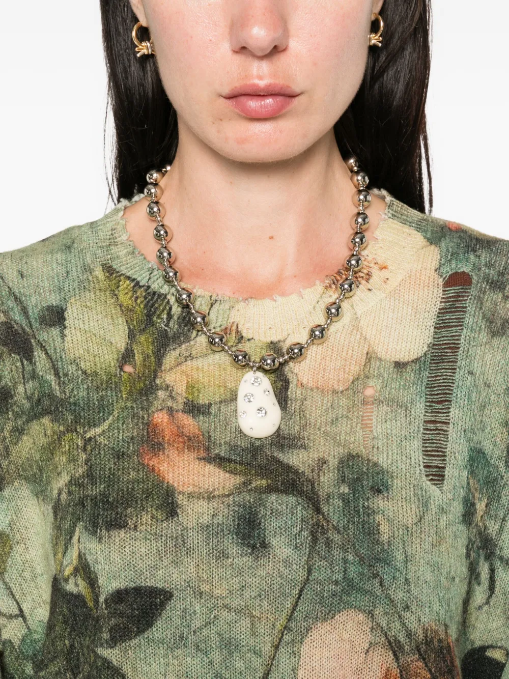 R13 Trui met bloemenprint Groen