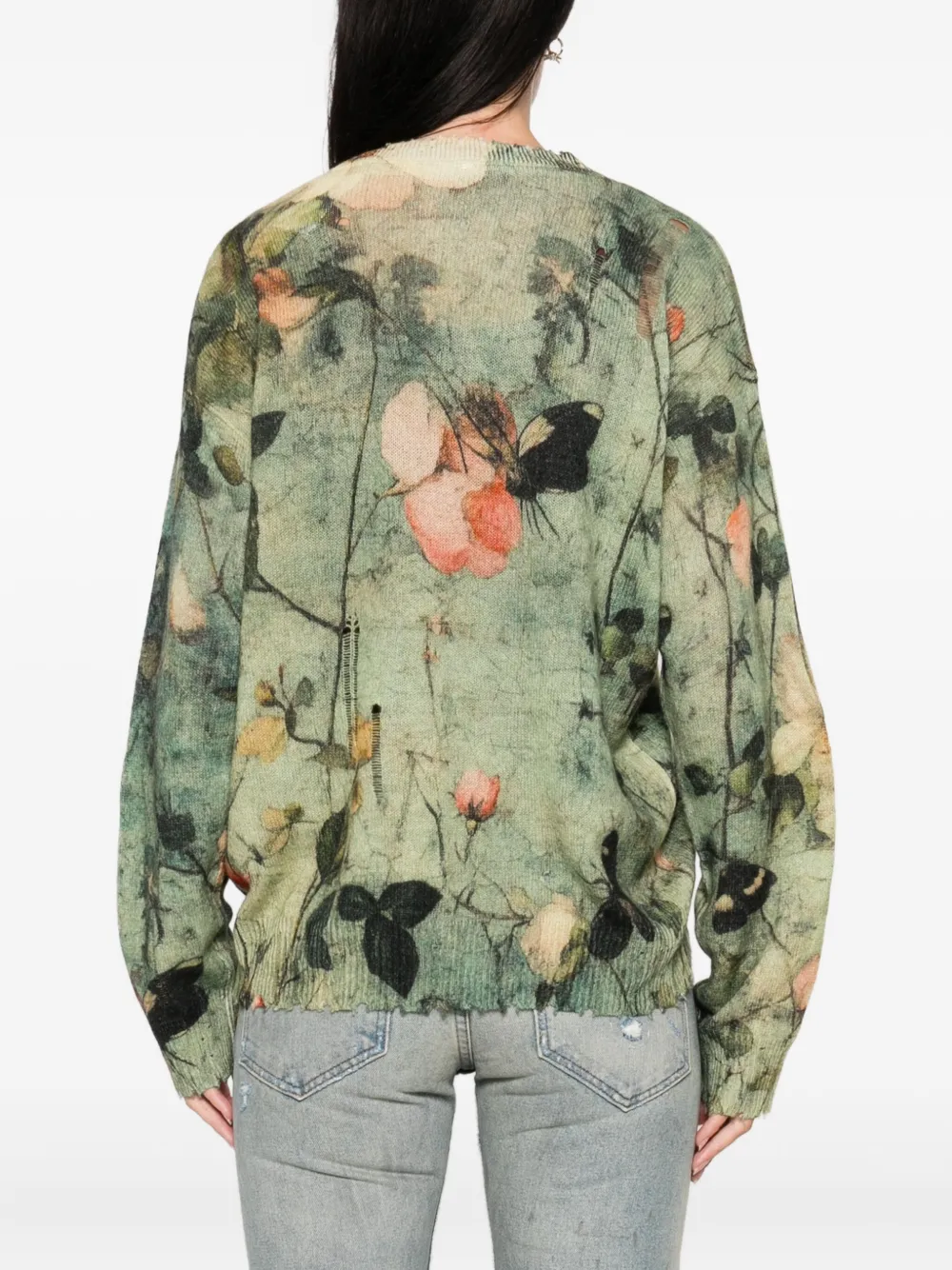 R13 Trui met bloemenprint Groen
