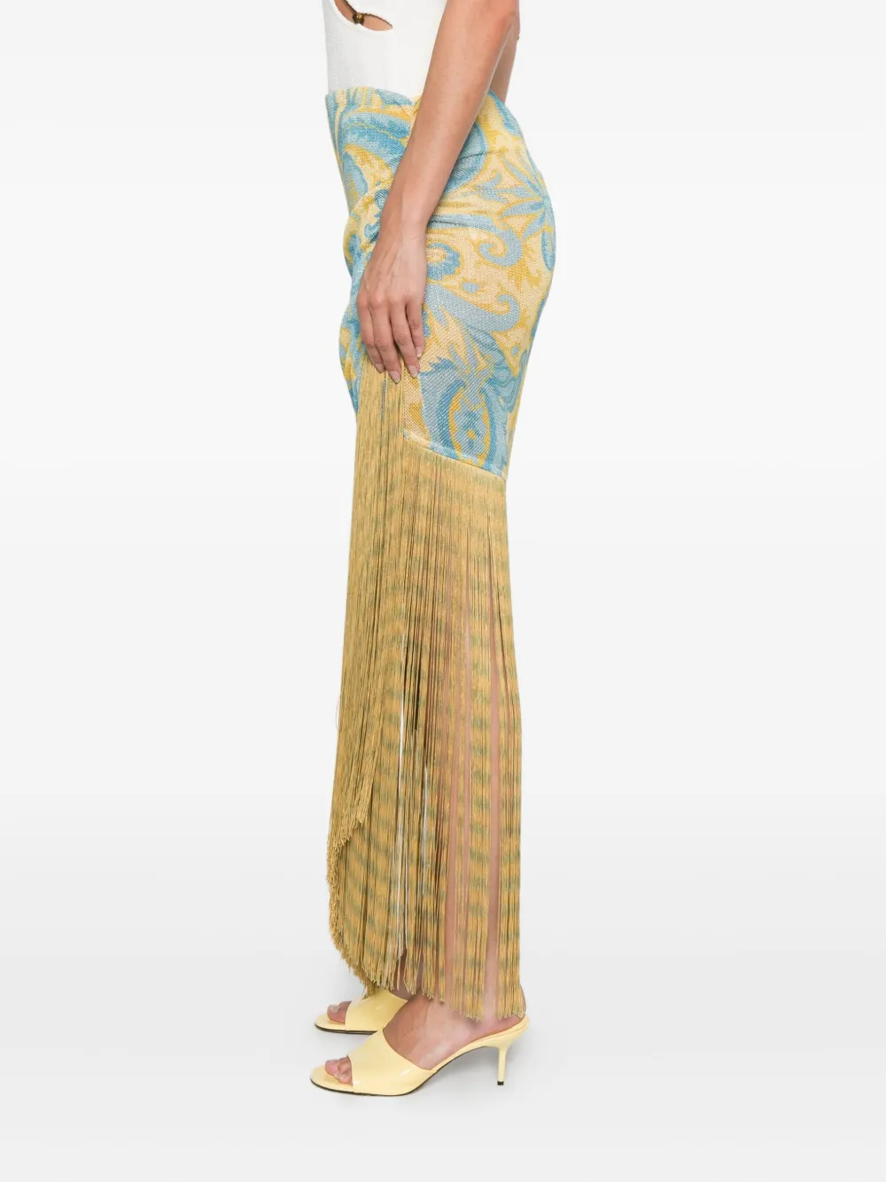 ETRO Rok met paisley-print en franje Blauw