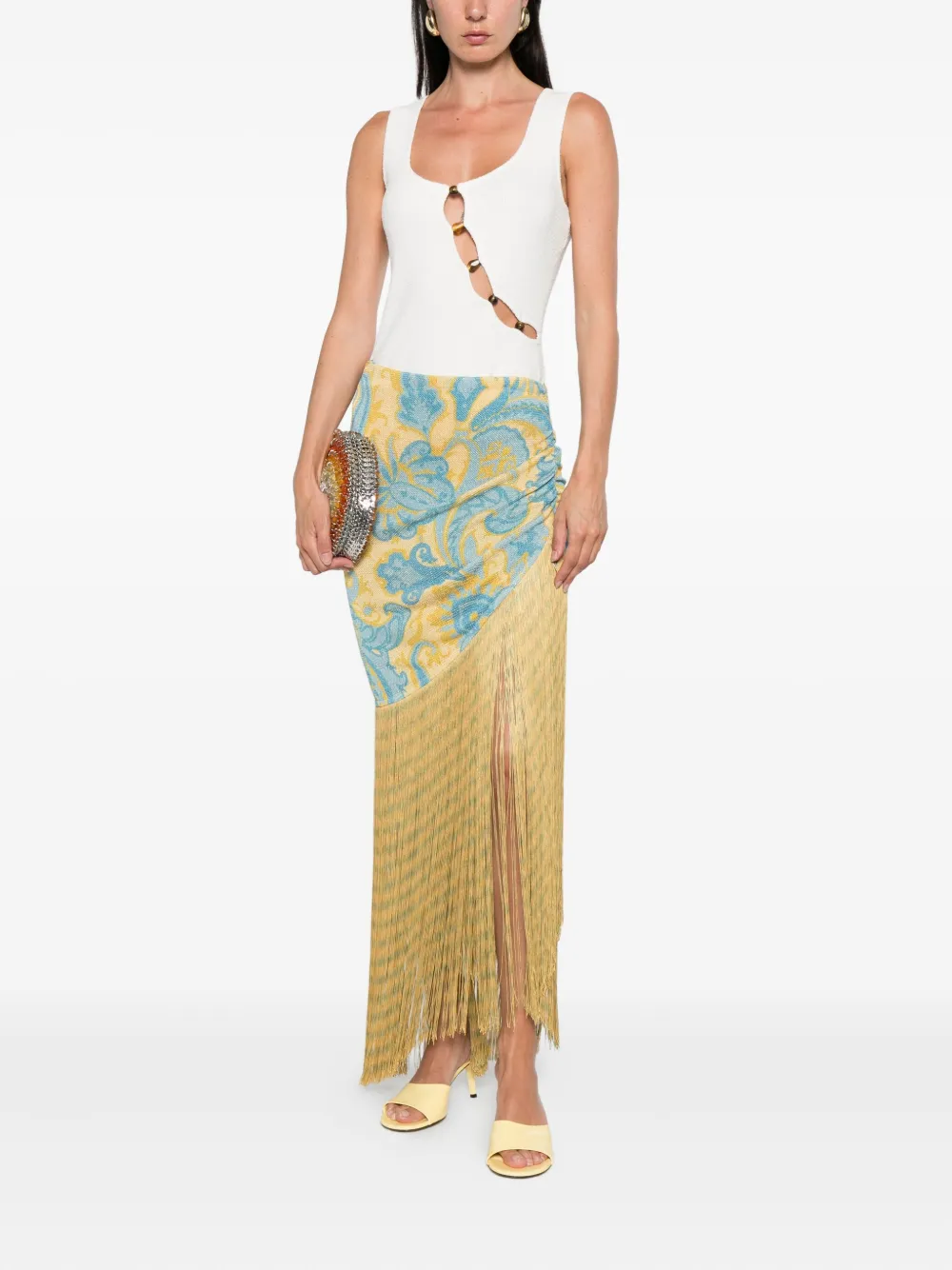 ETRO Rok met paisley-print en franje Blauw
