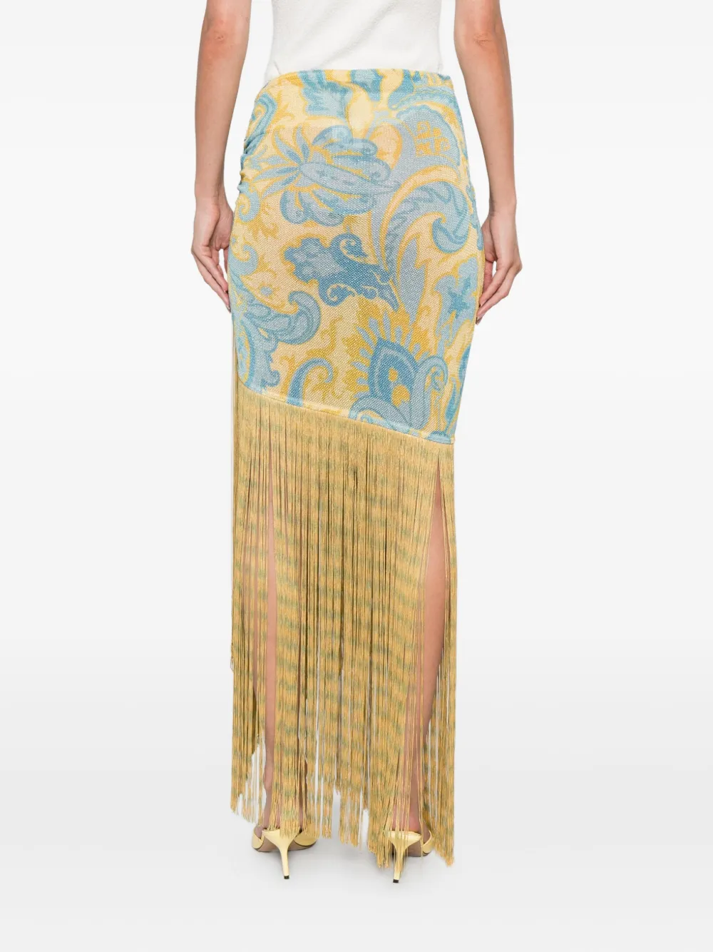 ETRO Rok met paisley-print en franje Blauw