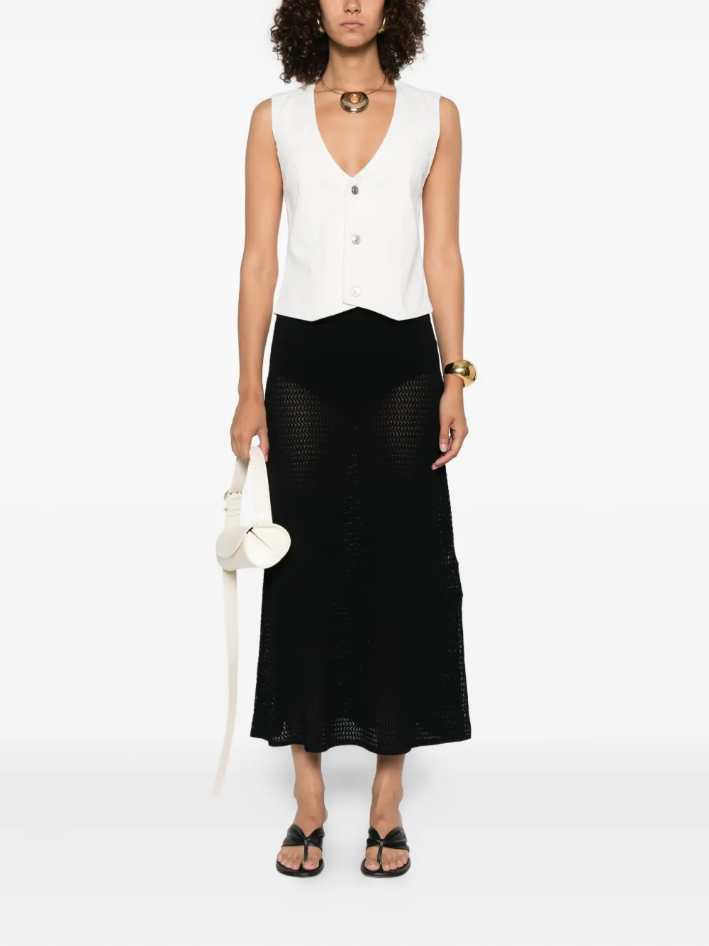 Victoria Beckham Mouwloze top met knoopsluiting Wit