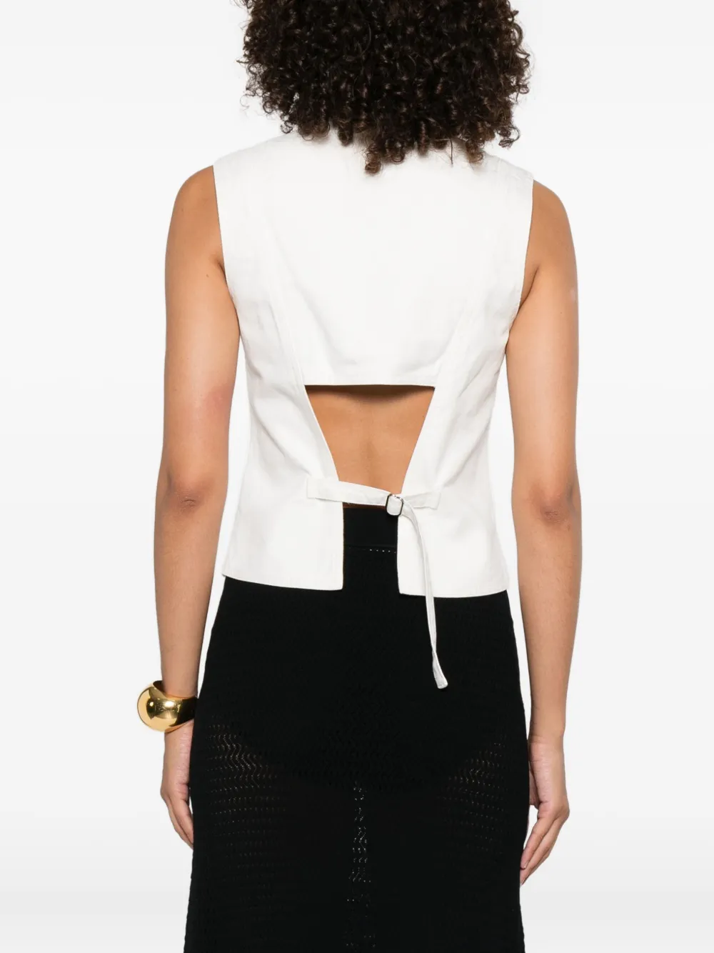 Victoria Beckham Mouwloze top met knoopsluiting Wit