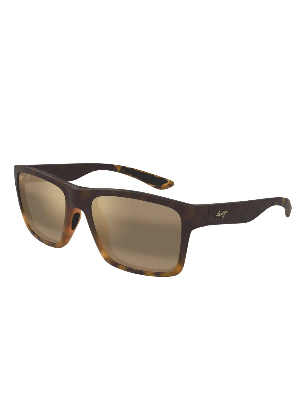 Maui Jim The Flats zonnebril met vierkant montuur en schildpadschild-montuur Bruin