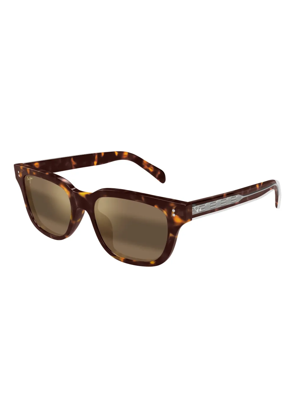 Maui Jim Likeke zonnebril met vierkant montuur en schildpadschild-design Bruin