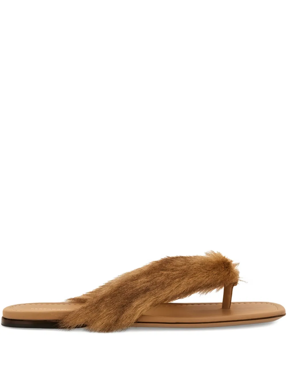 Ferragamo fur-detail thong sandals Brown