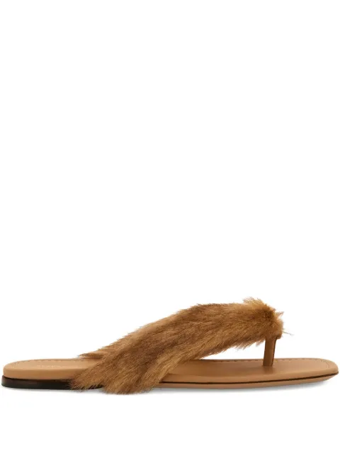 Ferragamo fur-detail thong sandals