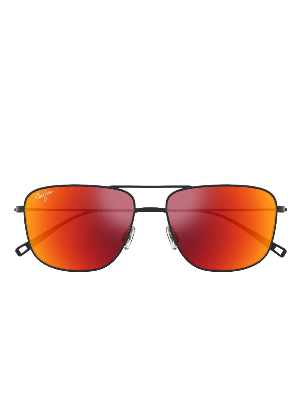 Maui Jim Mikioi Titanium Rectangular Sunglasses In Black