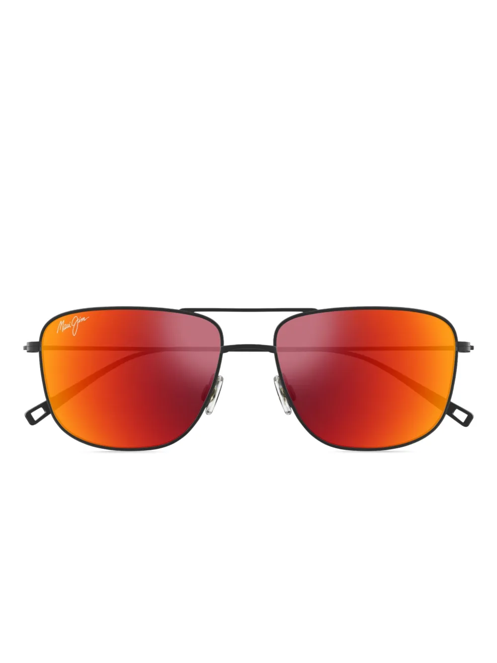 Maui Jim Mikioi titanium zonnebril met rechthoekig montuur Zwart