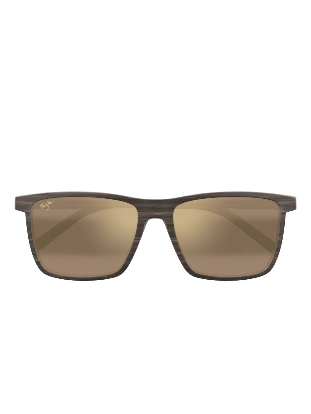 Maui Jim One Way Wood-effect Square Sunglasses In Brown