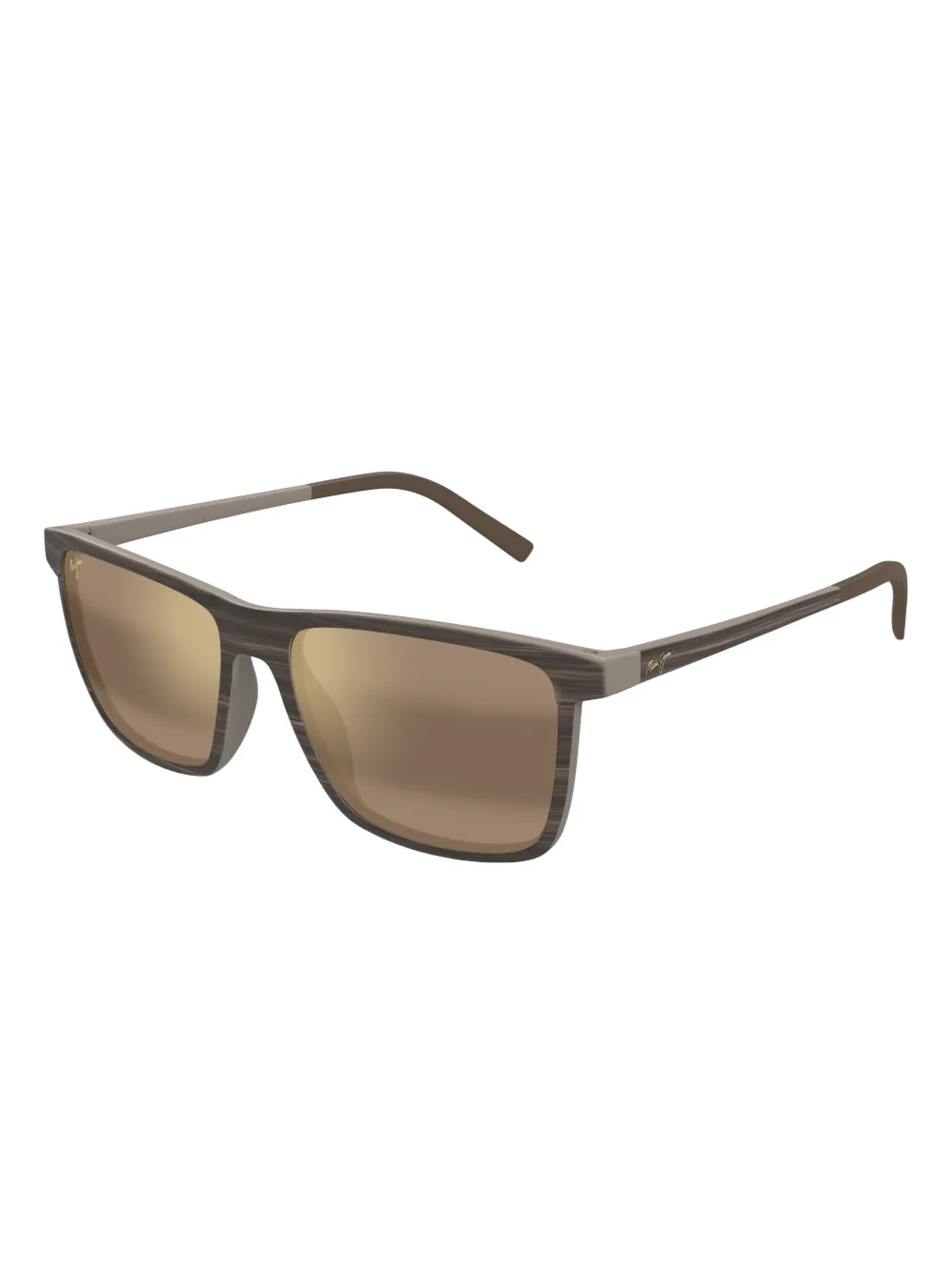 Maui Jim One Way Wood-effect Square Sunglasses In Brown