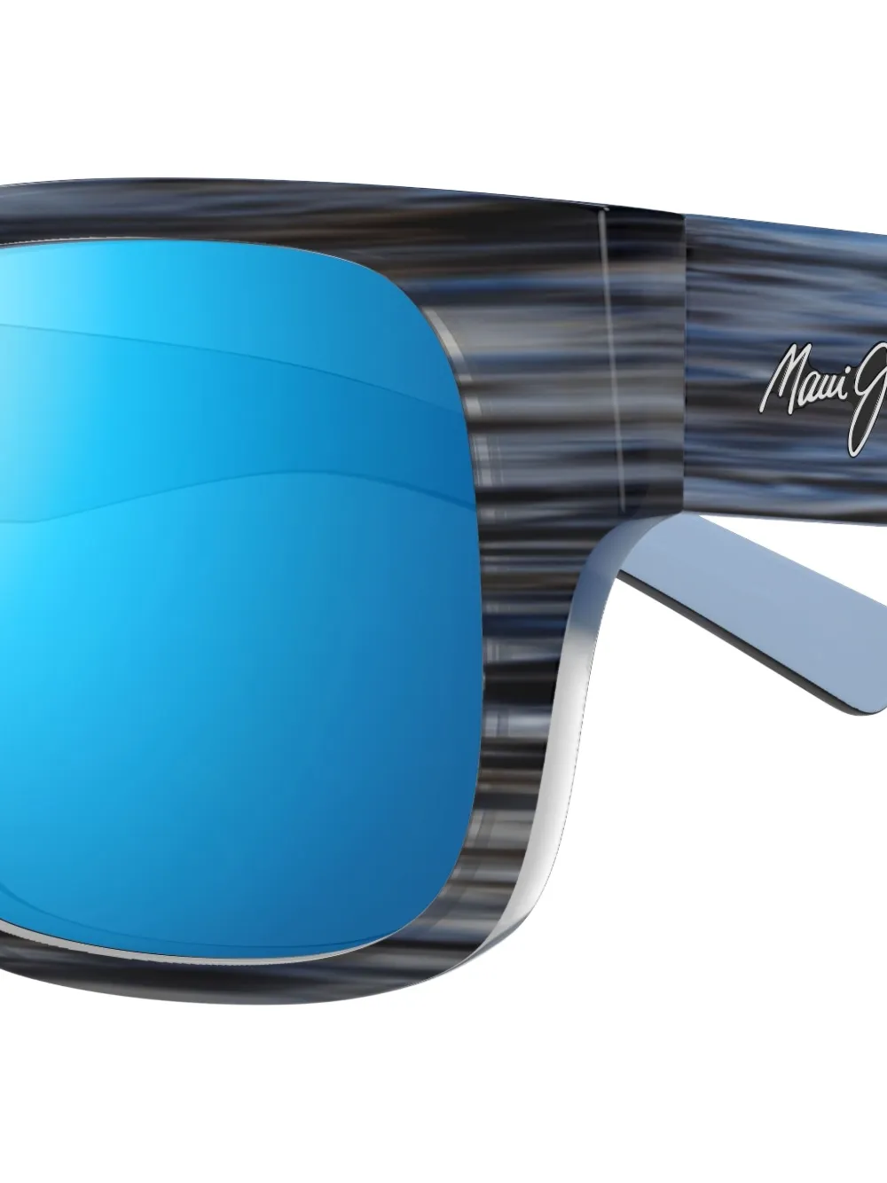 Maui Jim Keahi Wood-grain Square Sunglasses In Blue