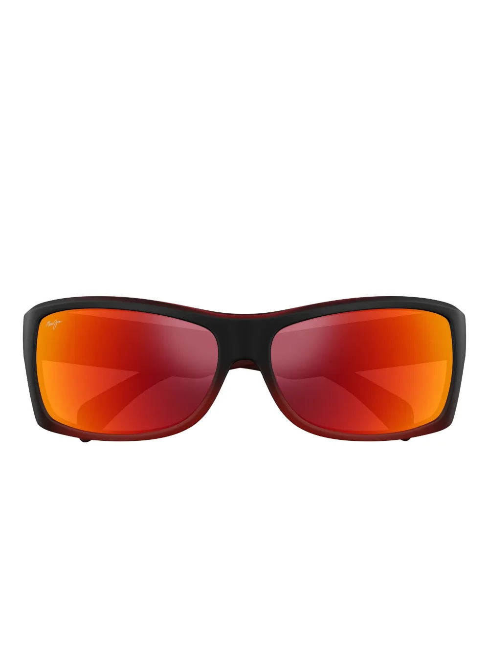 Maui Jim Equator Rectangular Red-lens Sunglasses In Black