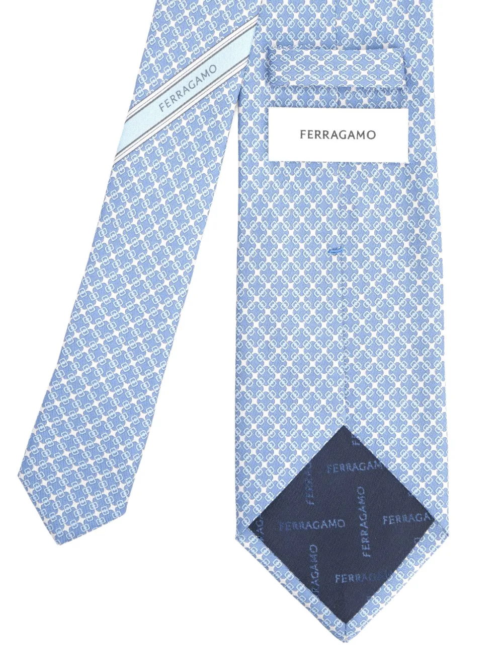 Ferragamo Stropdas met geometrisch patroon - Blauw