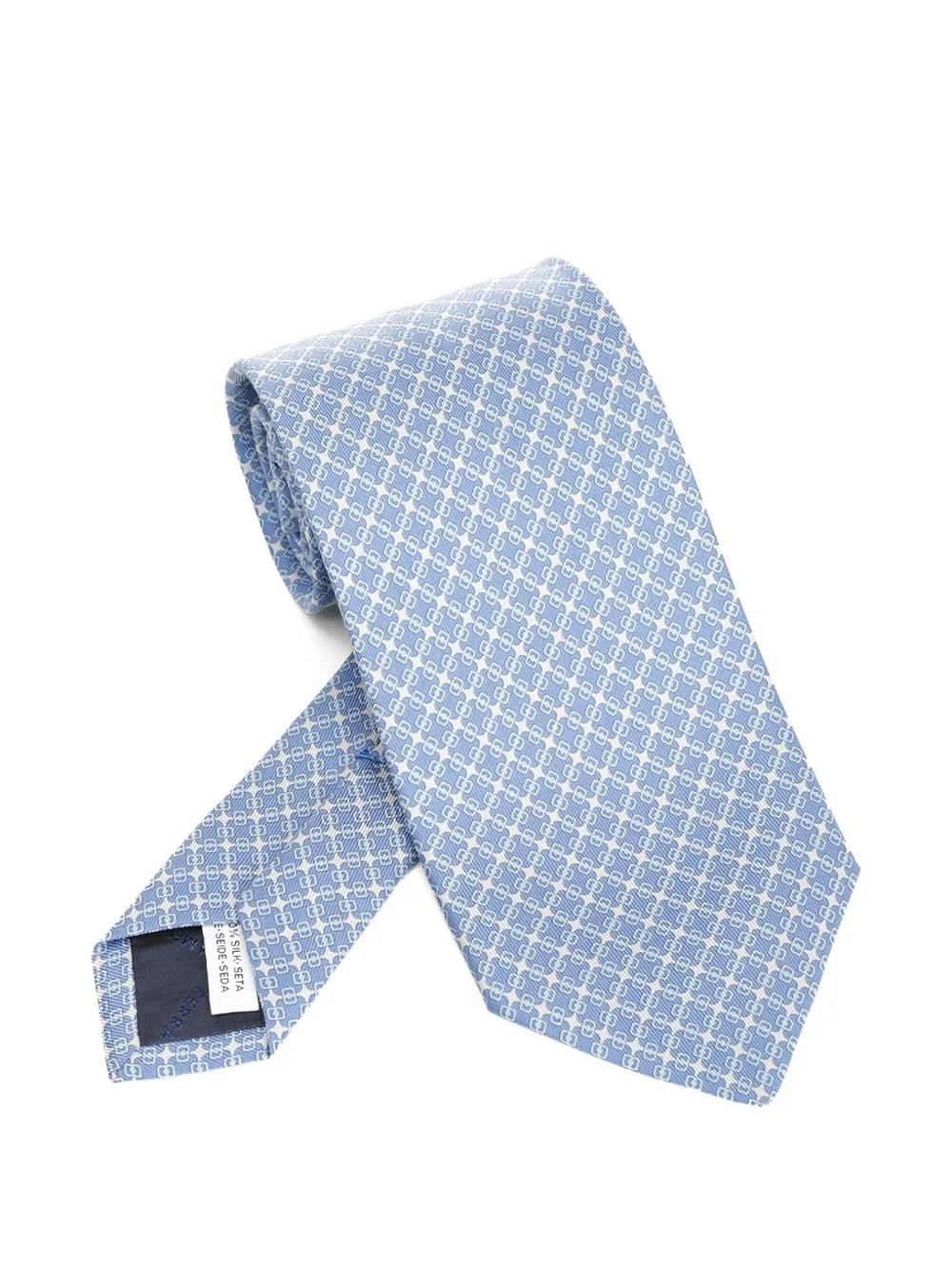 Ferragamo Stropdas met geometrisch patroon Blauw