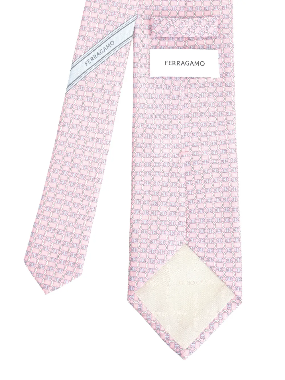 Ferragamo chain-link pattern silk tie Roze