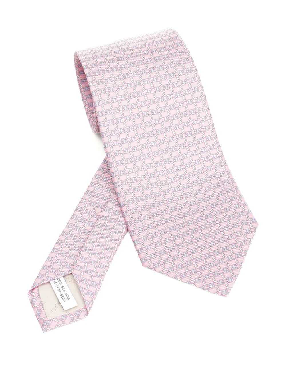 Ferragamo chain-link pattern silk tie Roze