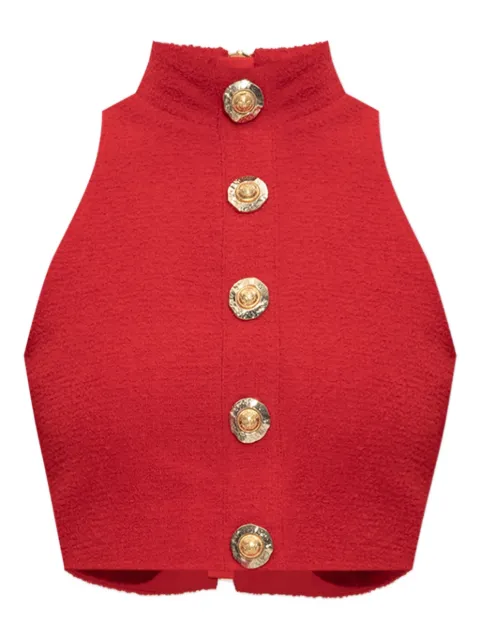 Balmain Stehkragen-Oberteil mit Knopfdetail
