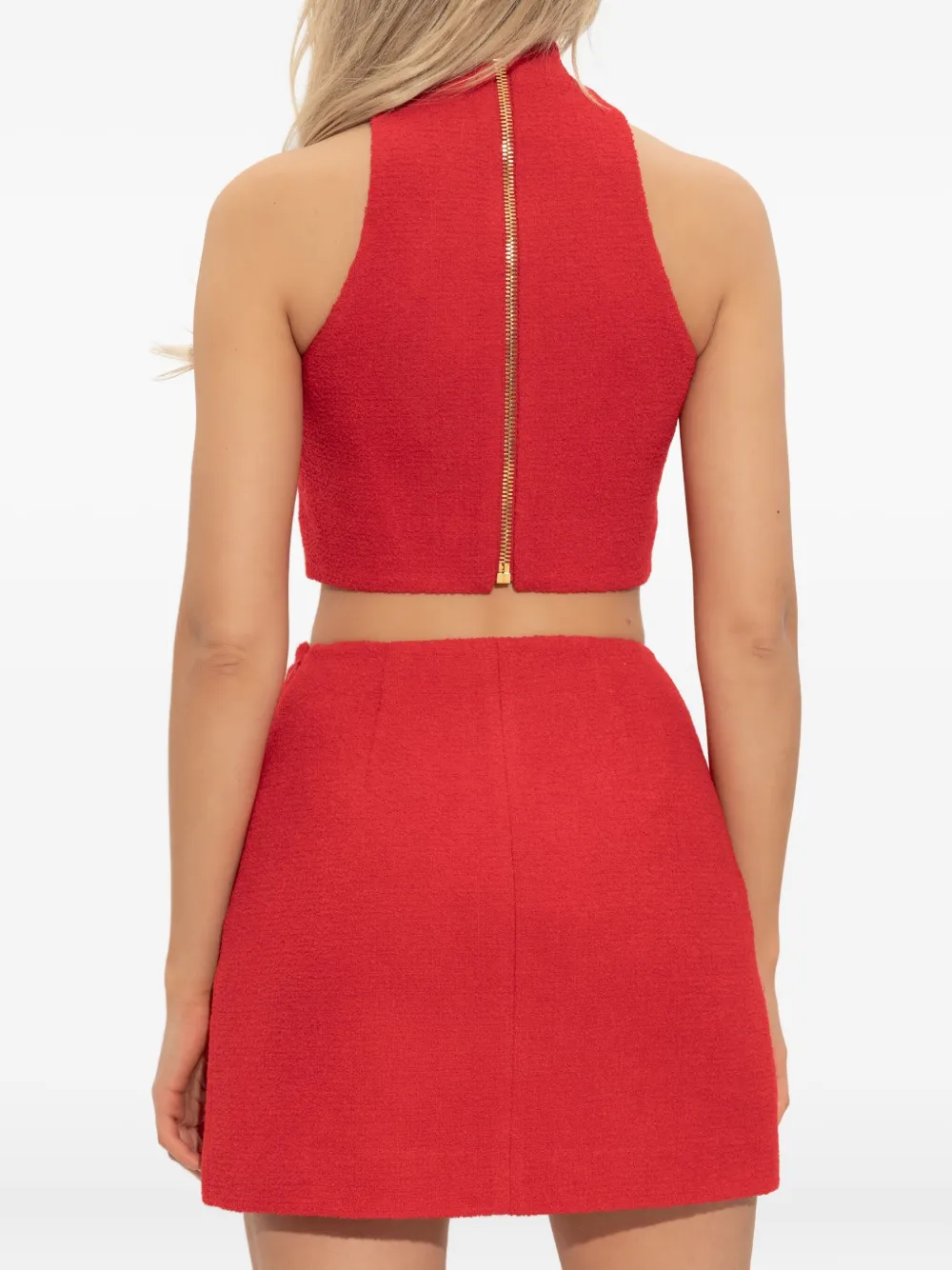 Balmain Top met hoge hals en knoopdetail Rood