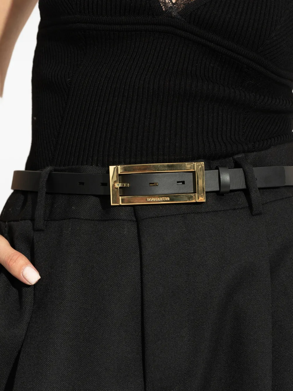 DSQUARED2 rectangular-buckle leather belt Zwart