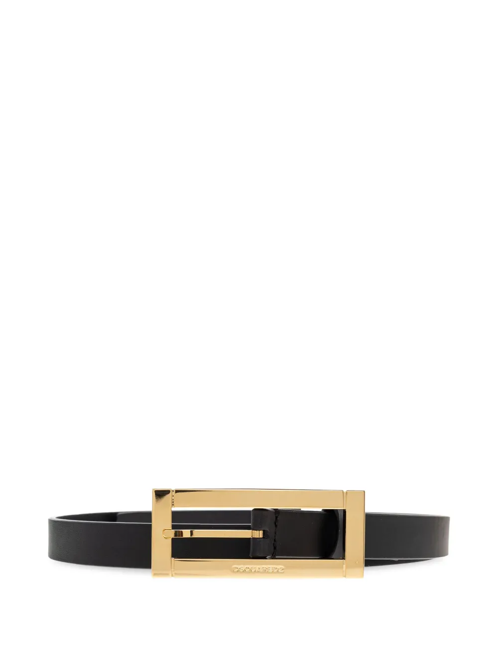 Rectangular-Buckle Leather Belt