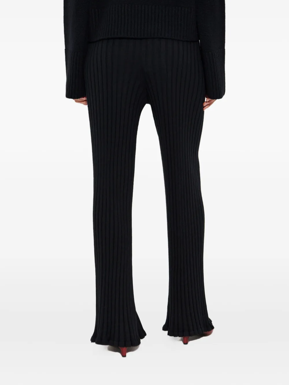 Lisa Yang ribbed-knit flared trousers Zwart