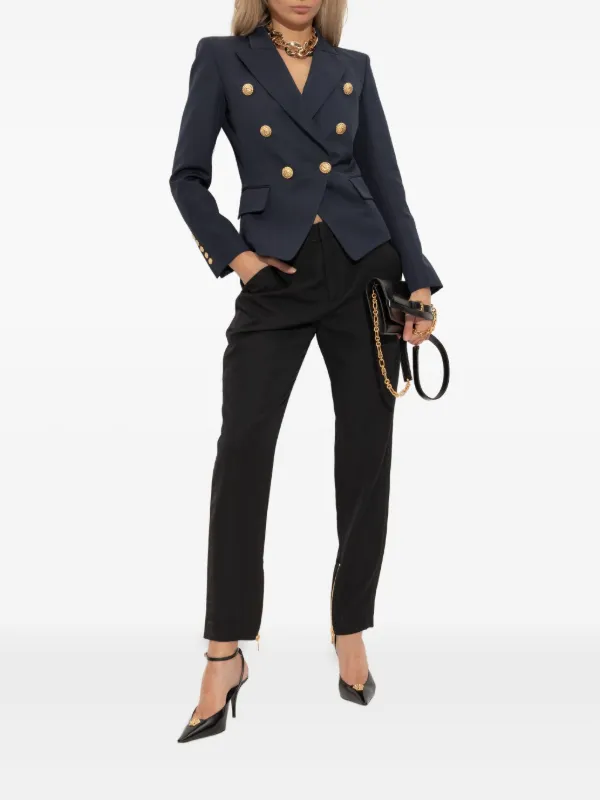 Balmain Blazer Com Abotoamento Duplo | Azul | FARFETCH BR