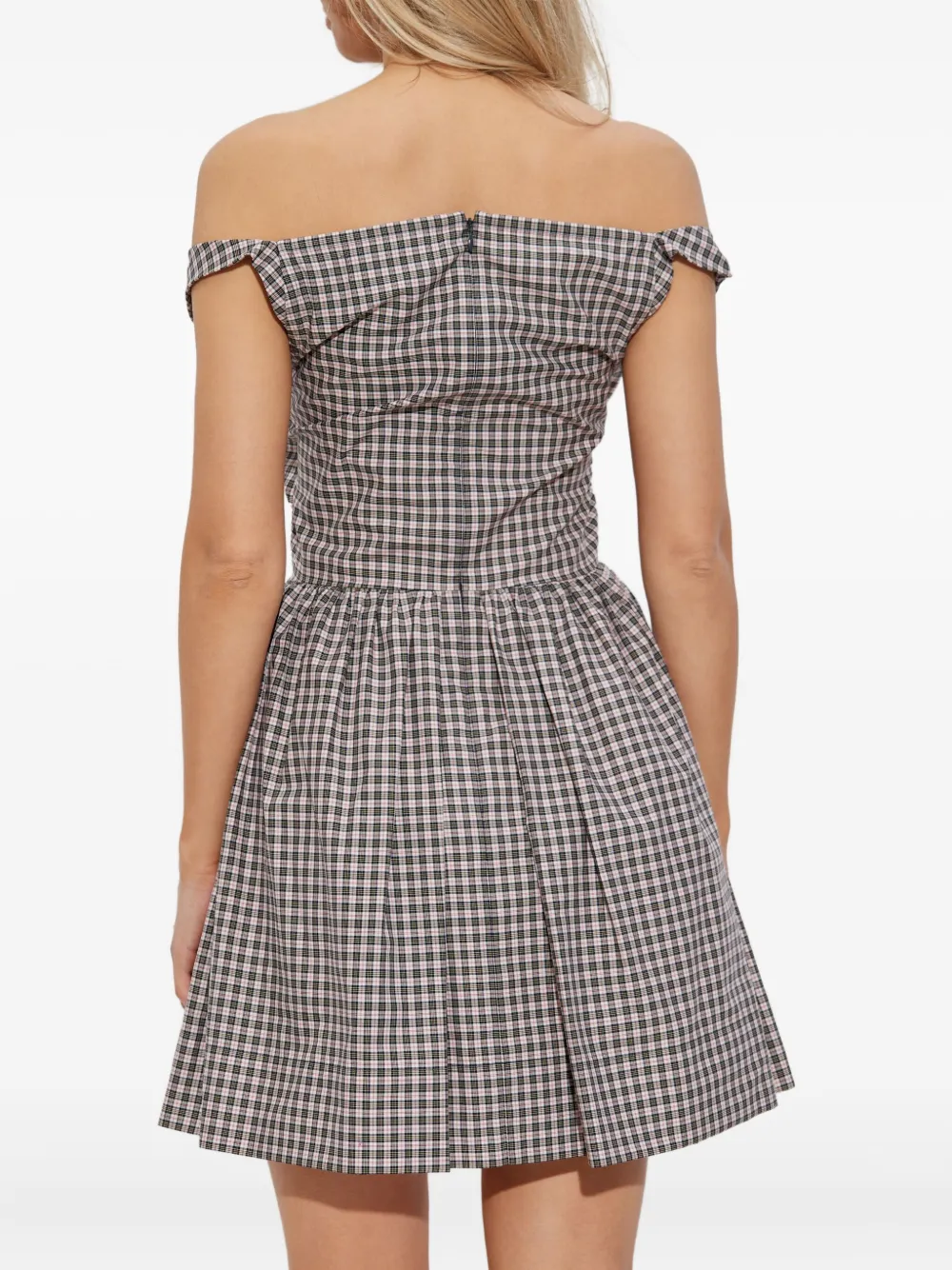 Vivienne Westwood off-shoulder checked dress Zwart
