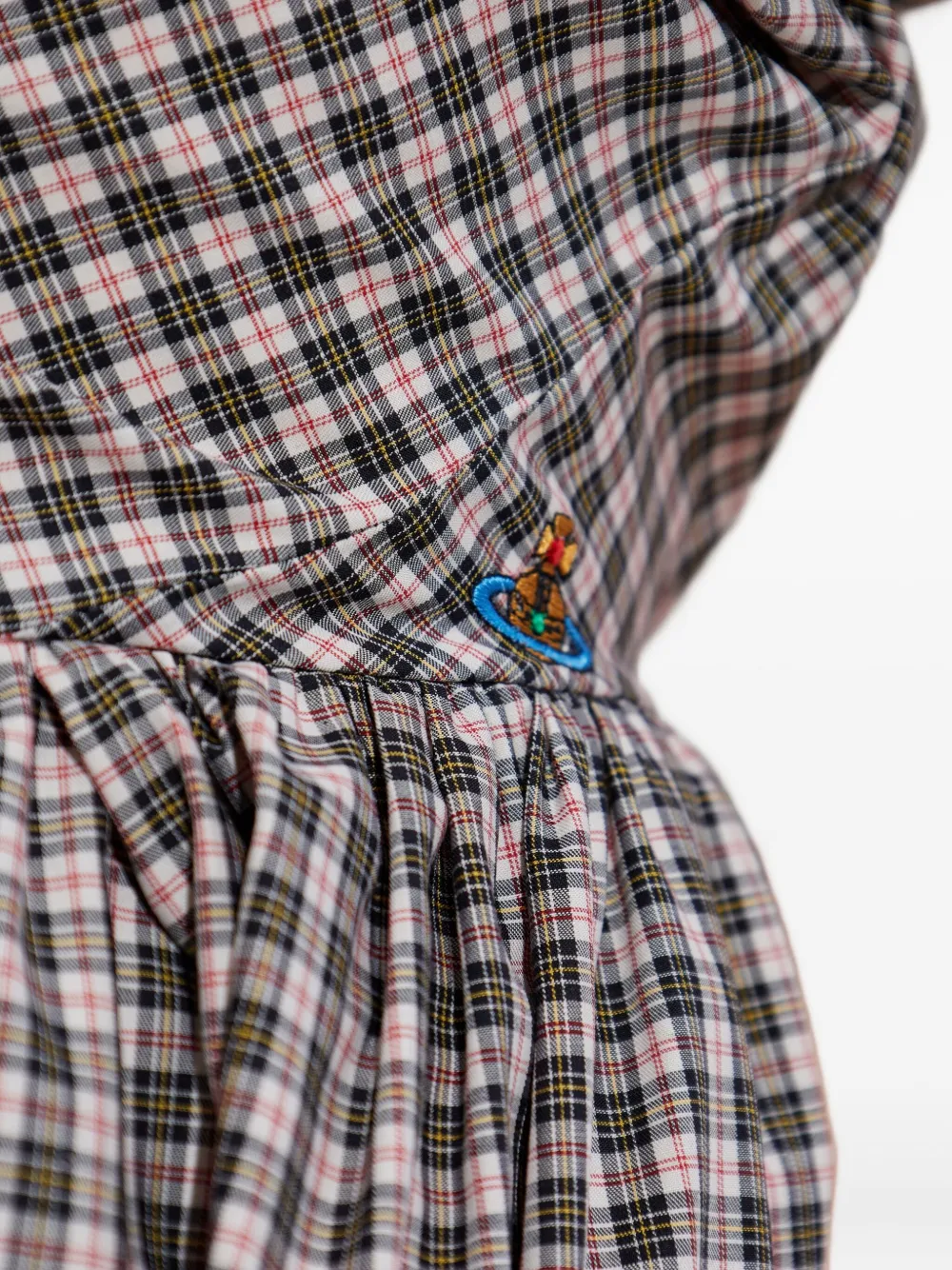 Vivienne Westwood off-shoulder checked dress Zwart