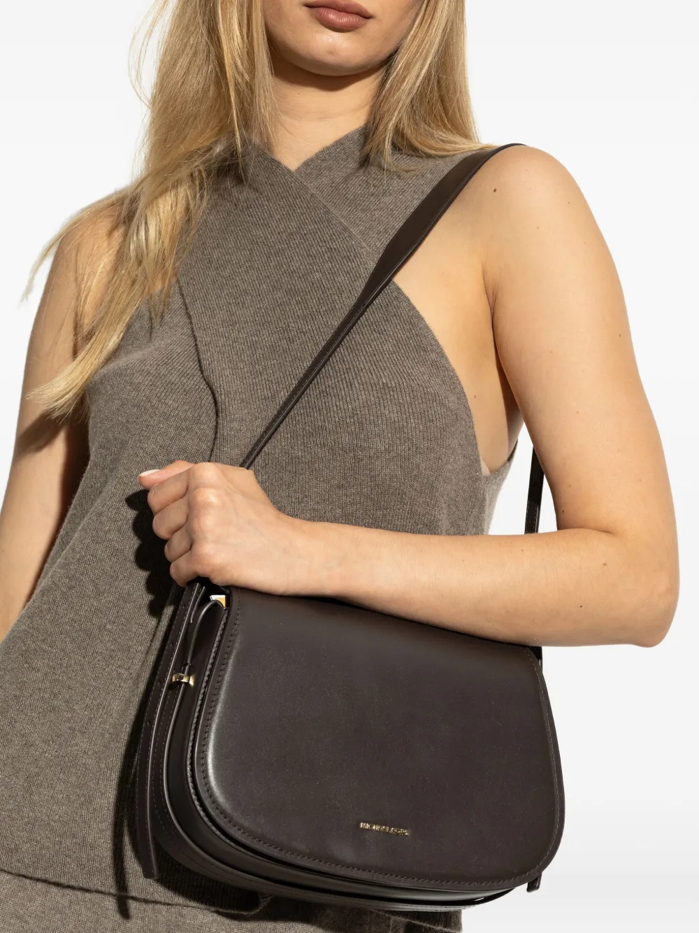 Michael Kors medium Lydia leather cross body bag Zwart