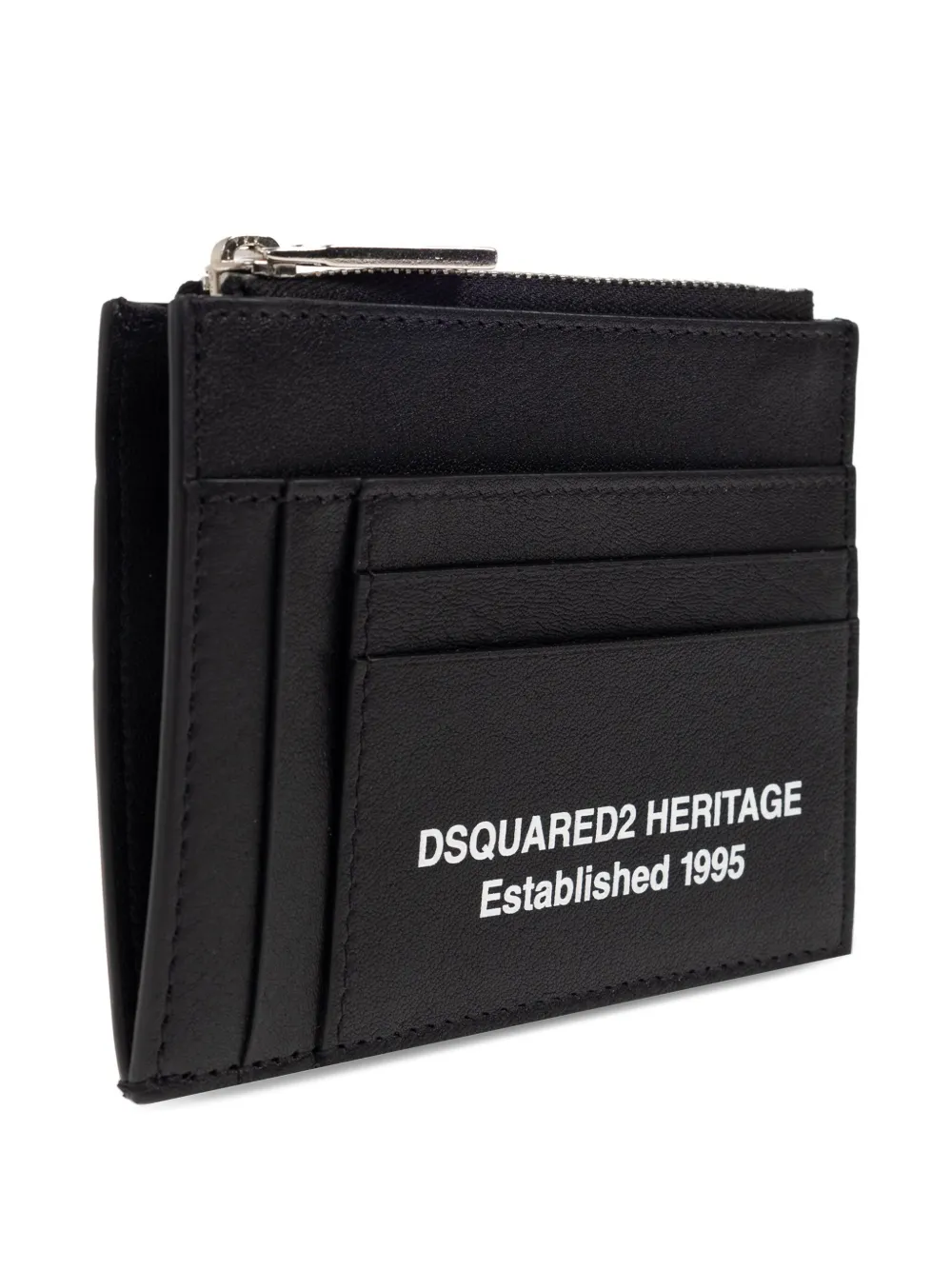 DSQUARED2 Leren pasjeshouder met rits Zwart