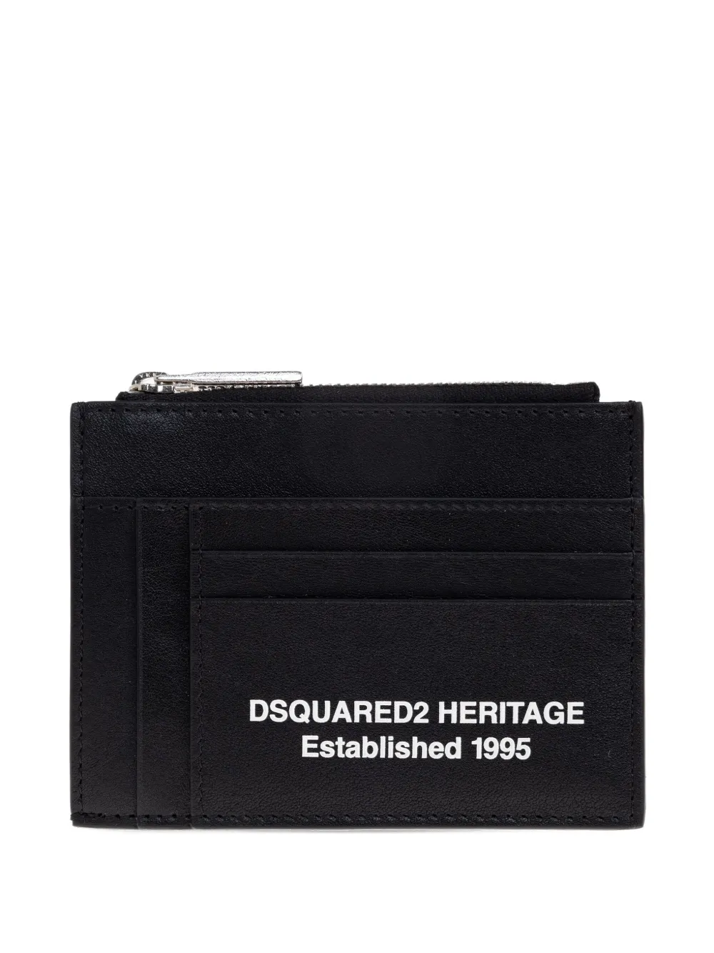 DSQUARED2 Leren pasjeshouder met rits Zwart