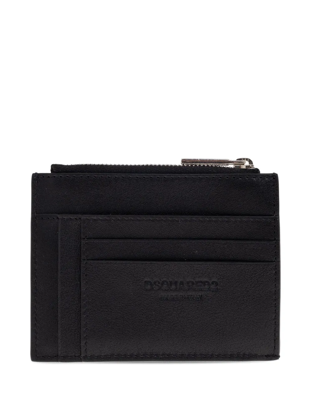 DSQUARED2 Leren pasjeshouder met rits Zwart