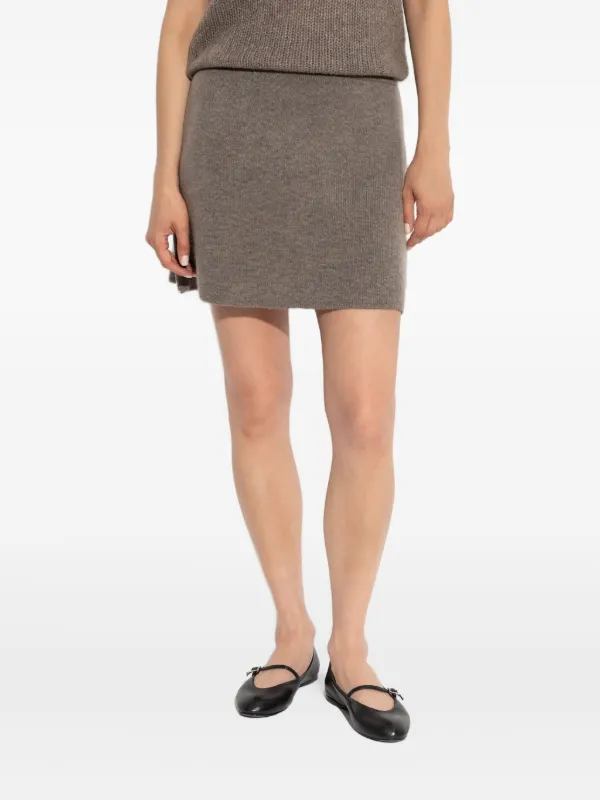 Lisa Yang Ribbed-knit Mini Skirt in Brown