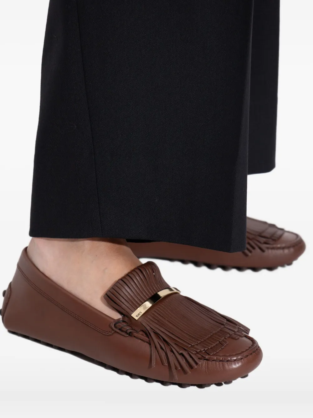 Tod's fringe-detail leather loafers S202 BROWN