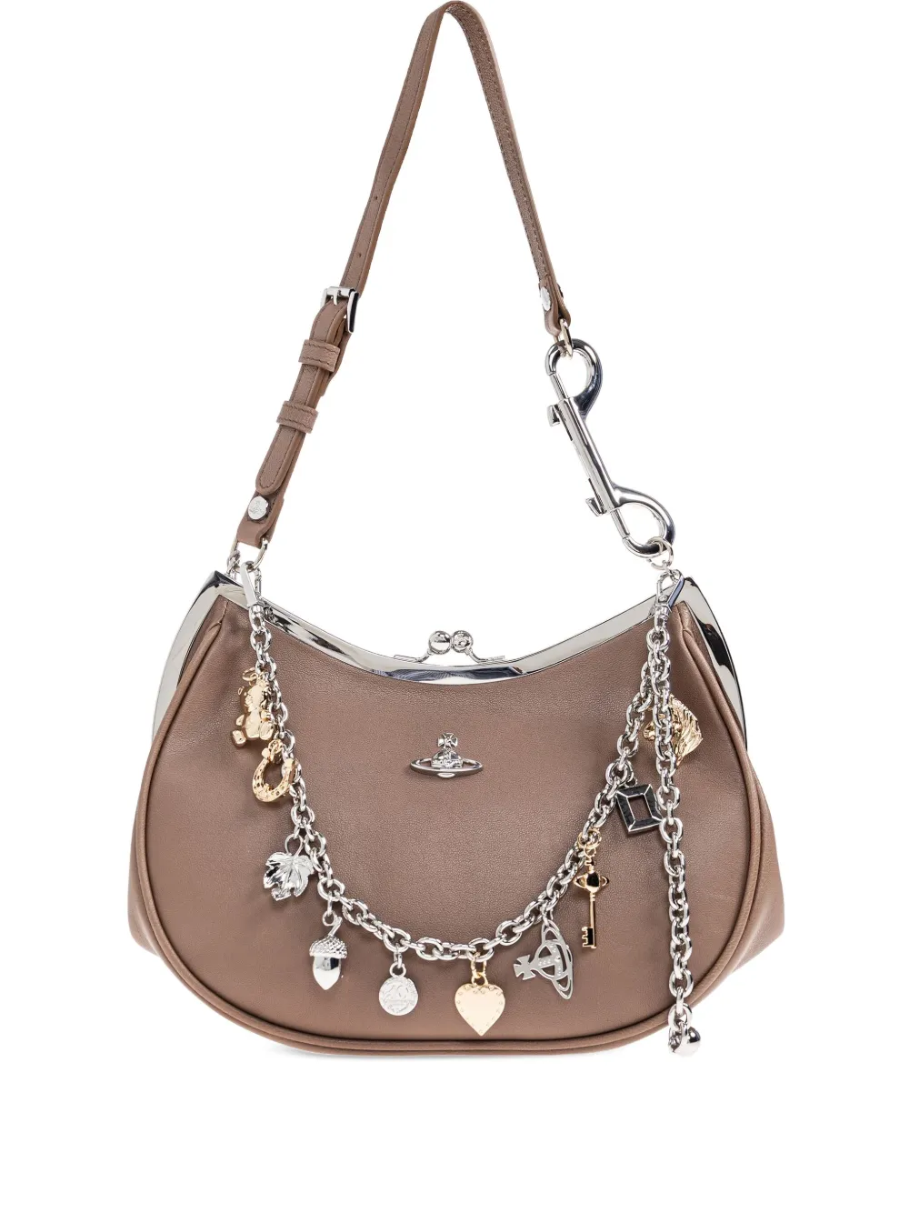 Vivienne Westwood Charm clasp-frame shoulder bag Beige
