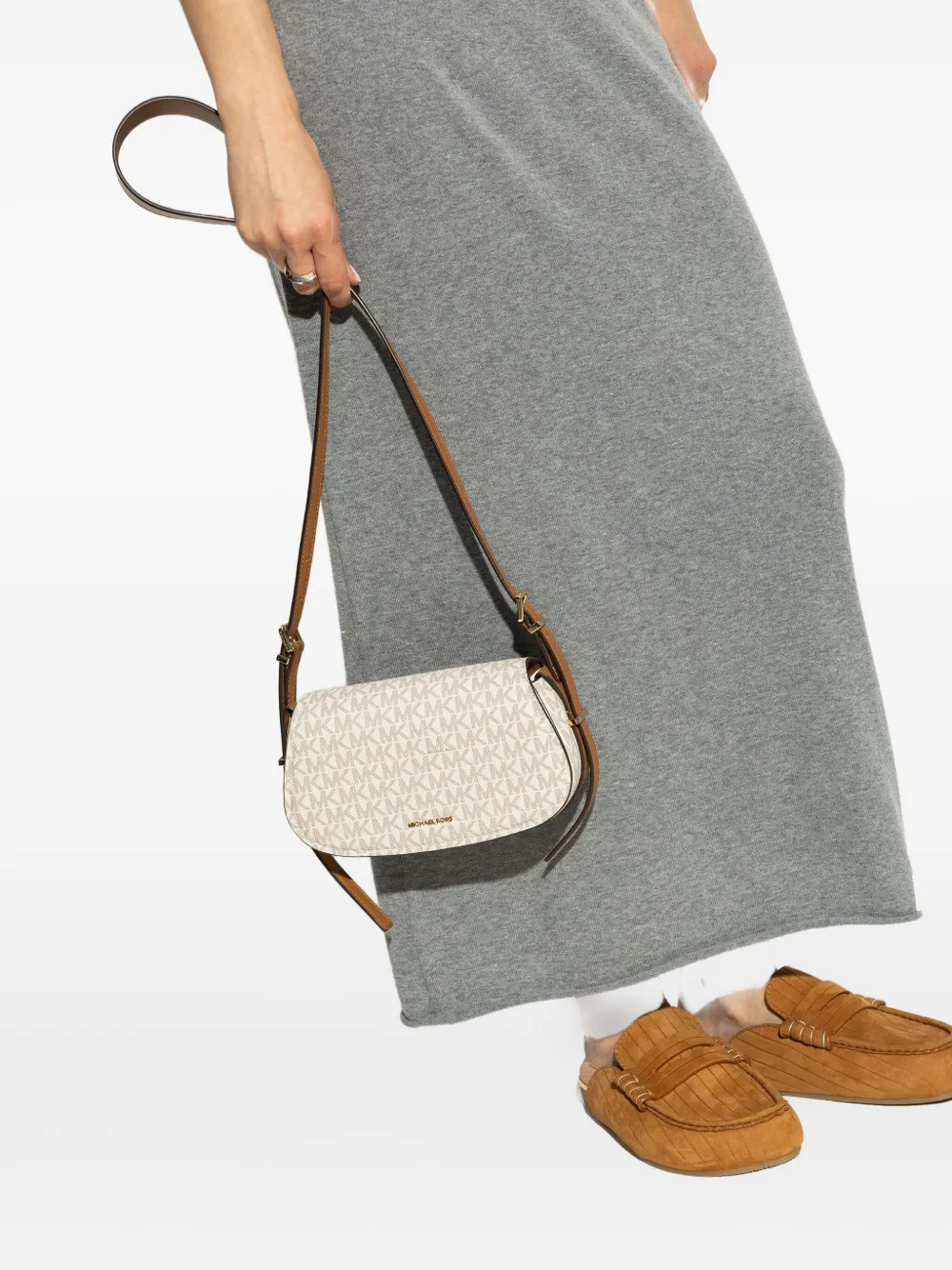 Michael Michael Kors Small Lydia Monogram Cross-body Bag In Neutral