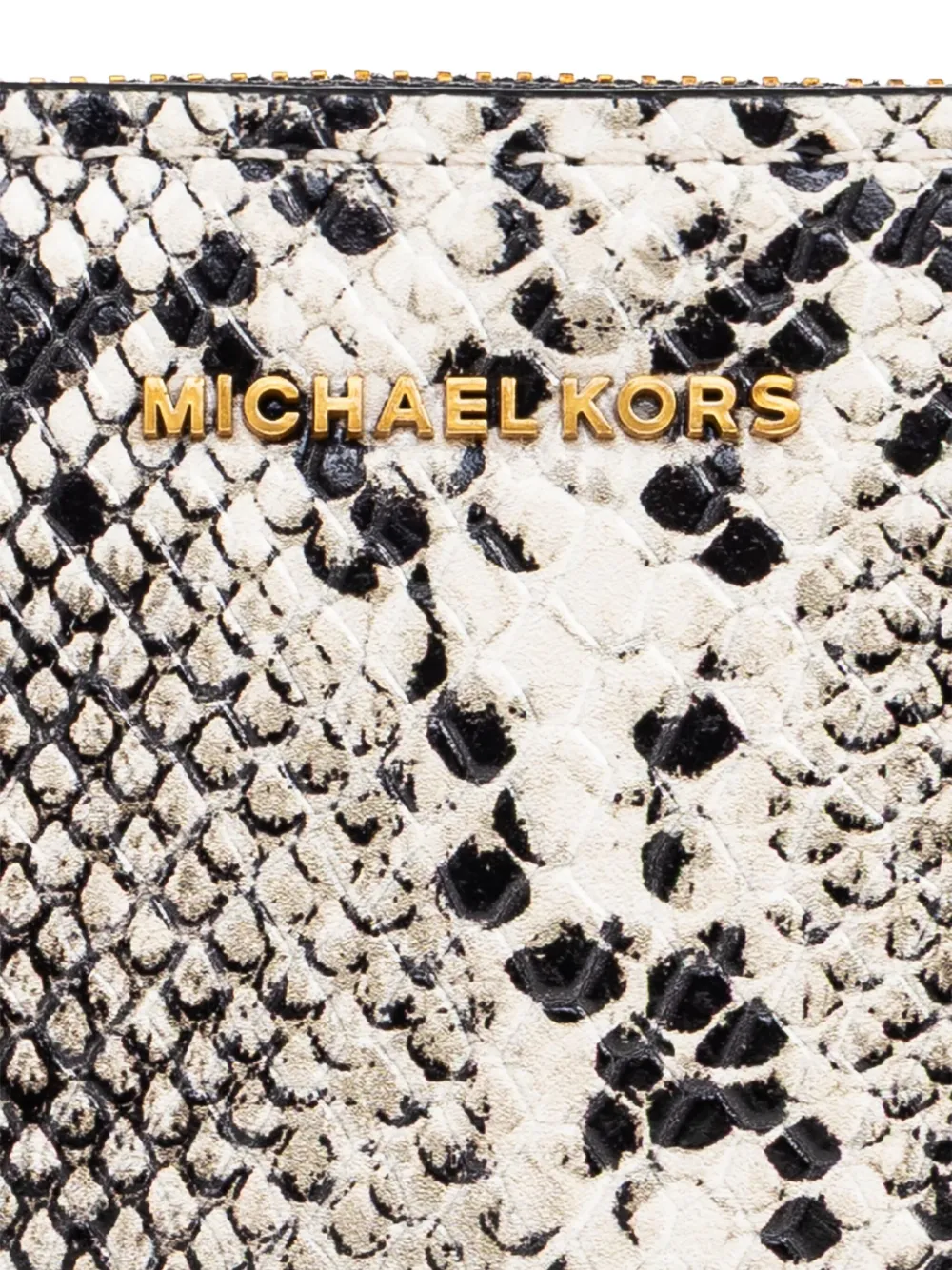 Michael Kors Jet zetting portemonnee met rits en slangenleer-effect Zwart