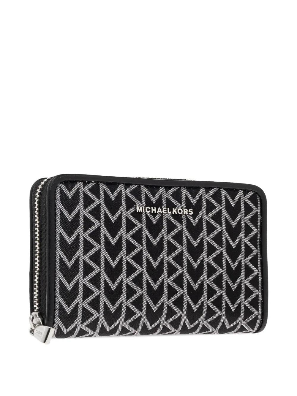 Michael Kors Portemonnee met chevron streep en rits Zwart