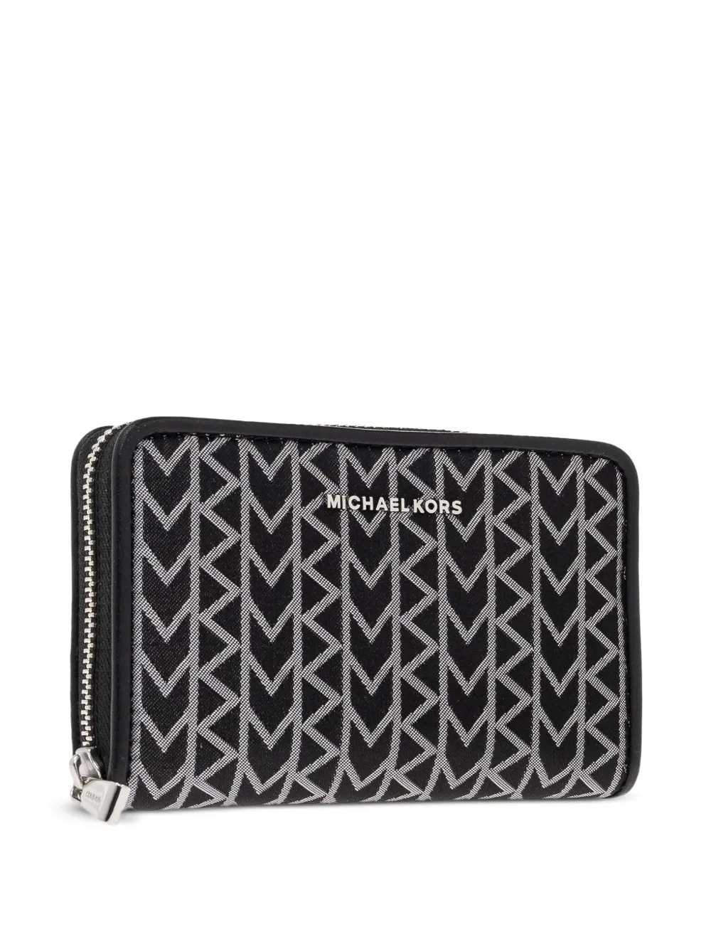 Michael Michael Kors Portemonnee met chevron streep en rits - Zwart