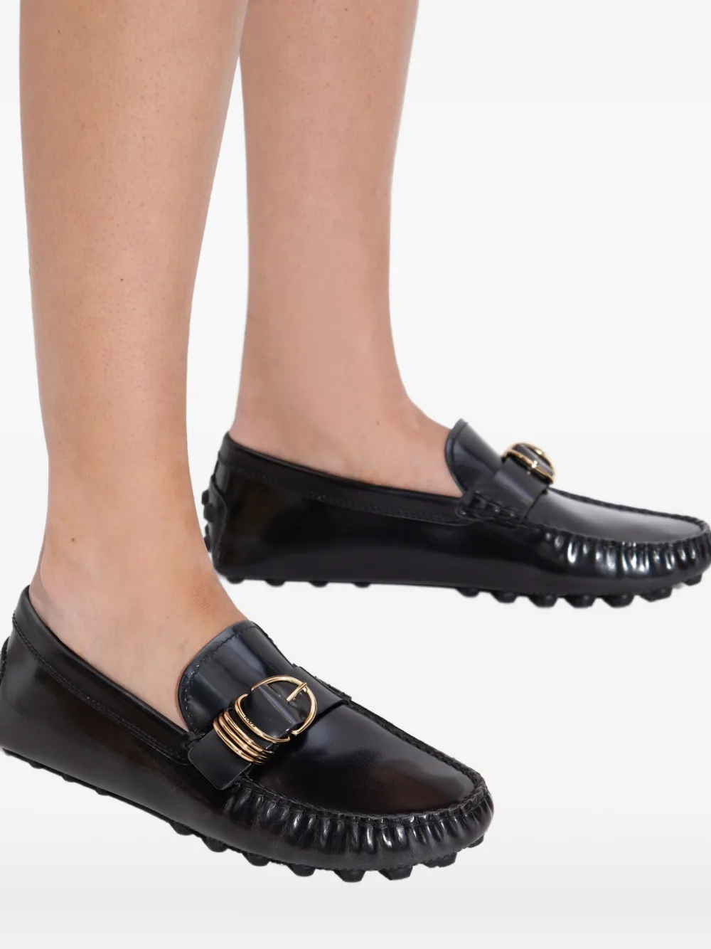Tod's leather buckle loafers Black