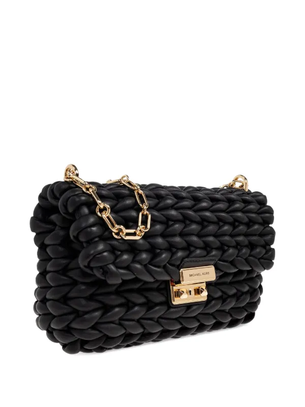 Michael Kors Large Tribeca Braided Chain Shoulder Bag | Black
