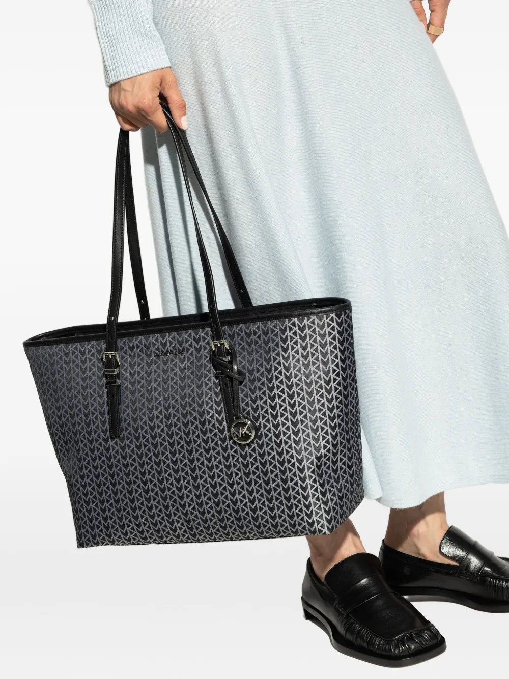 Michael Kors large Quinn geometric-pattern tote bag Zwart