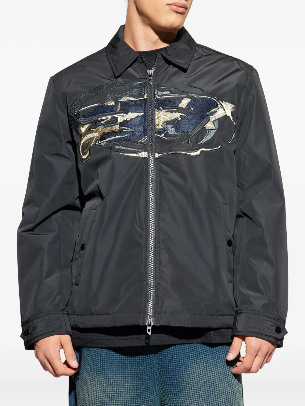 Diesel embroidered panel jacket Zwart