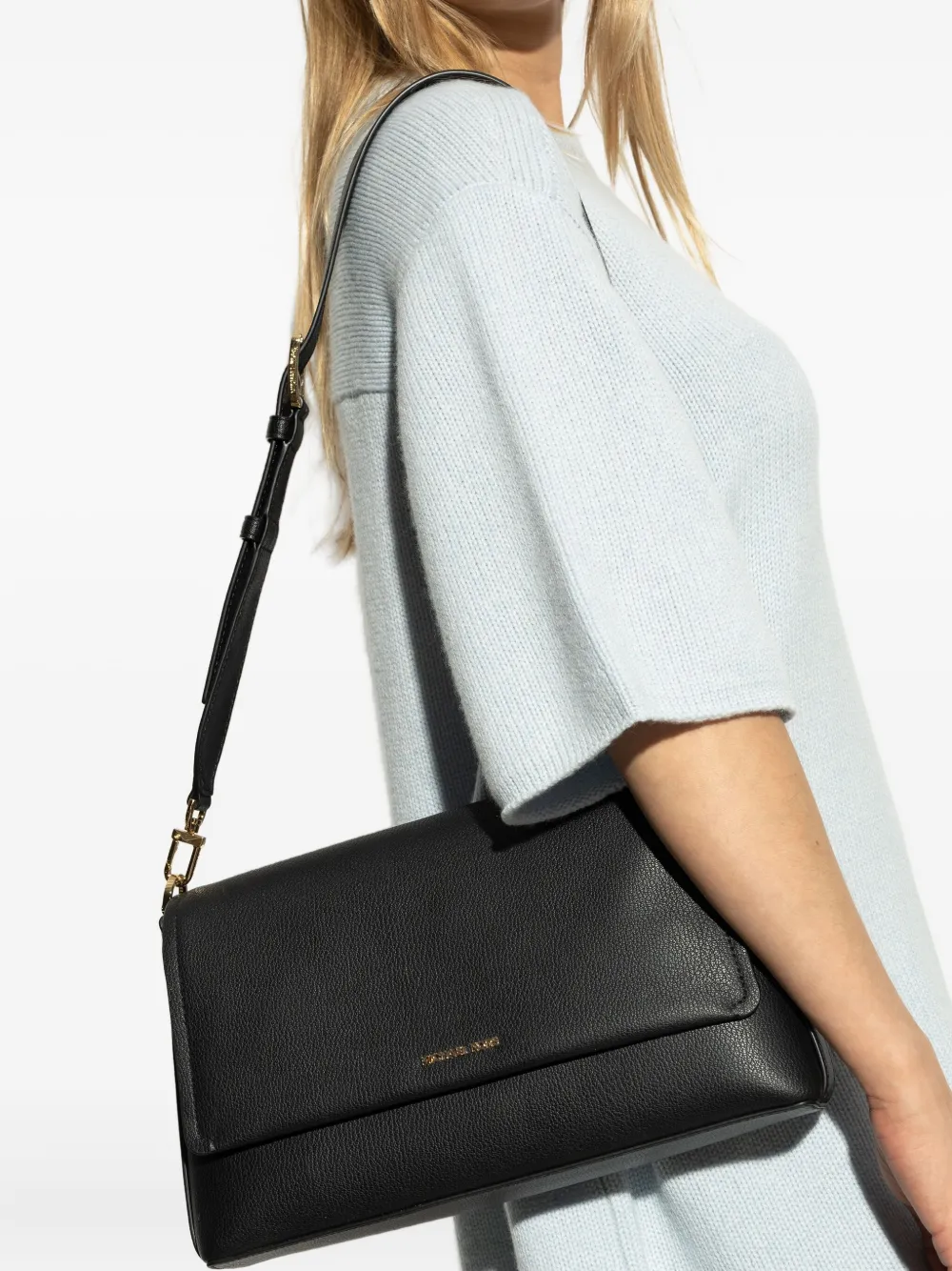 Michael Kors flap-detail leather shoulder bag Zwart