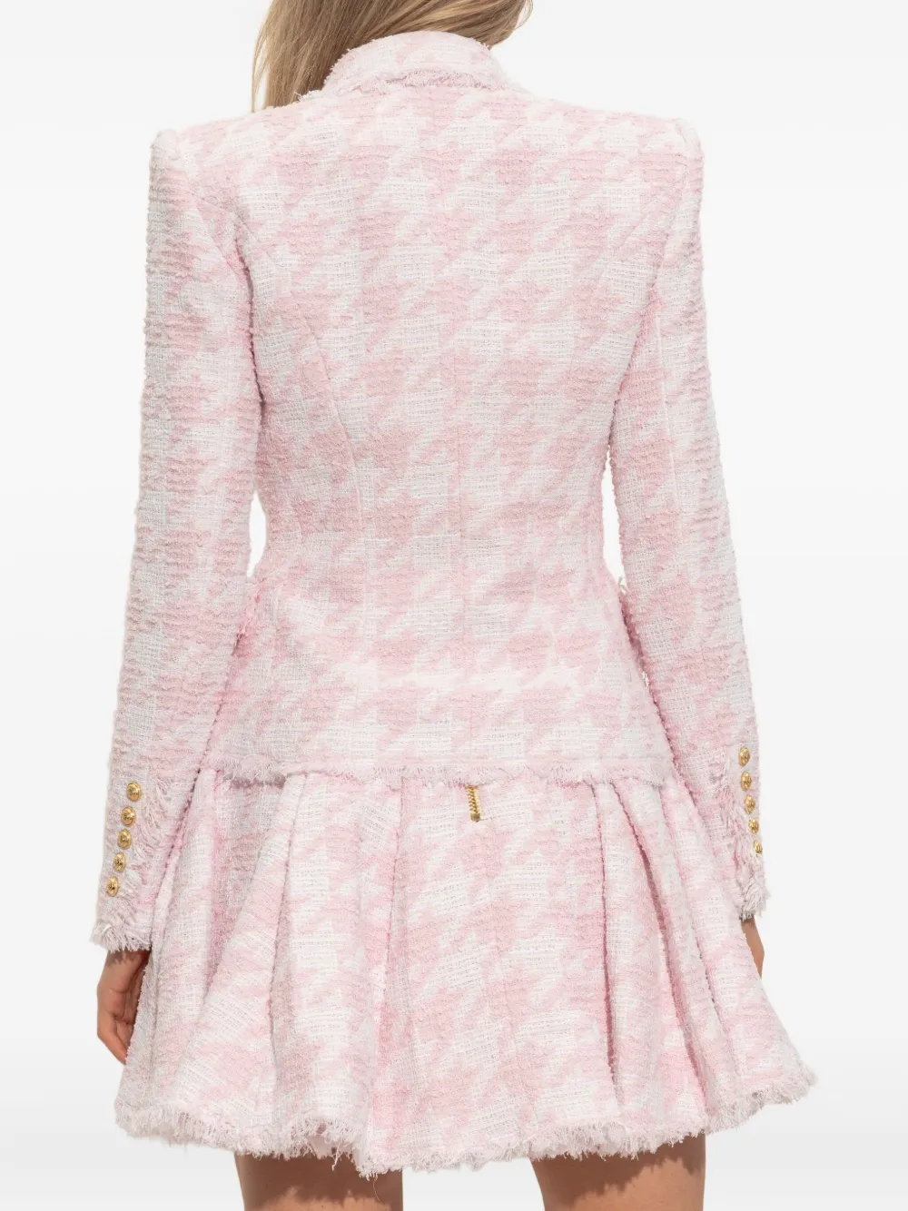 Balmain Tweed blazer met franje afwerking Roze