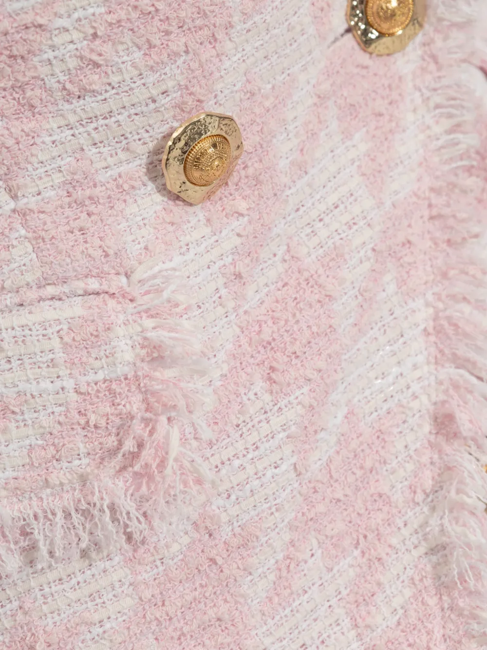 Balmain Tweed blazer met franje afwerking Roze