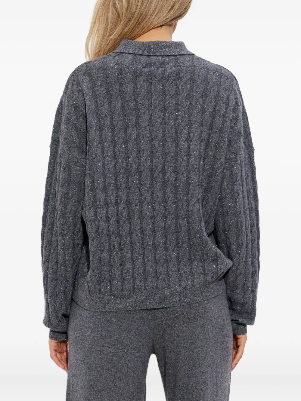 Lisa Yang cable-knit polo-neck jumper Grijs