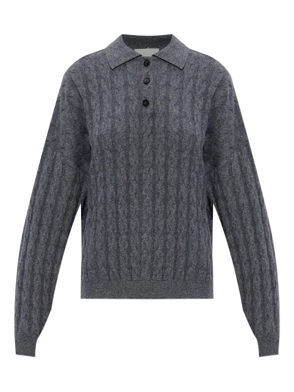 Lisa Yang cable-knit polo-neck jumper Grijs