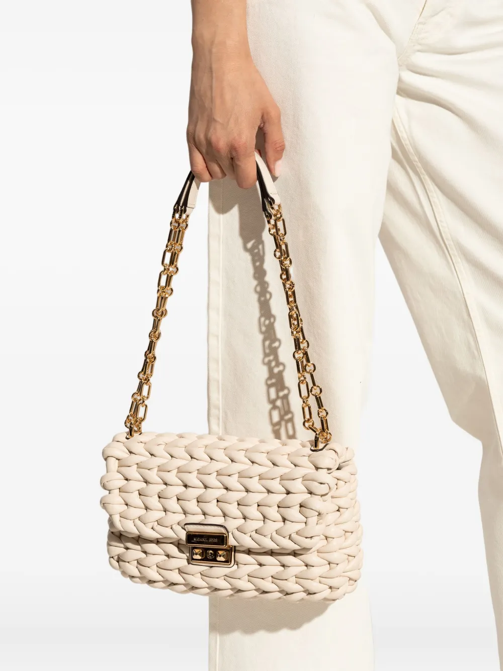 Michael Kors woven chain shoulder bag Beige